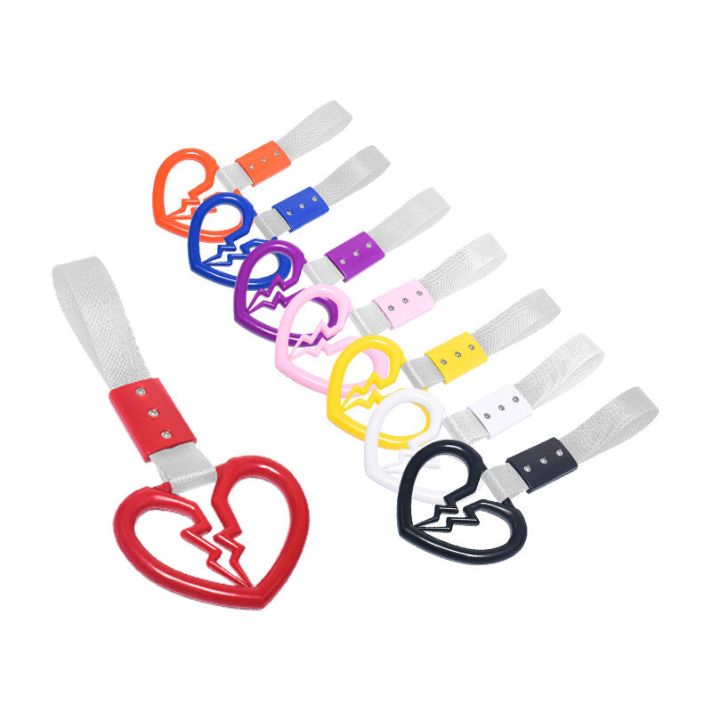 Devil Broken Heart Ring Car Handle Strap Charm Tool Tsurikawa Silver Belt White
