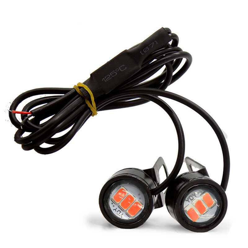 2x Red Flash Hawkeye LED Tail Backup Light Motorcycle Mirrors Mount Running Lamp