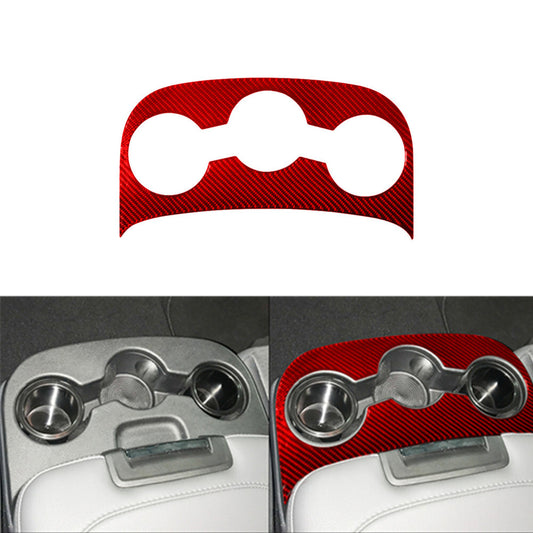 Red Carbon Fiber Center Armrest Cup Holder Frame Trim for Dodge for Ram 1500 2013-15