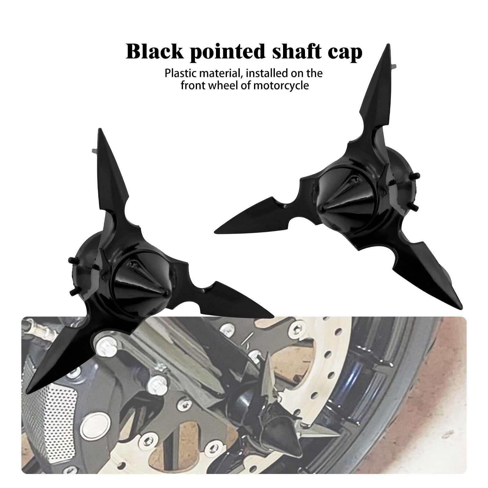 Black Front Spun Blade Spinning Axle Cap for Harley Road King Electra Glide 08+