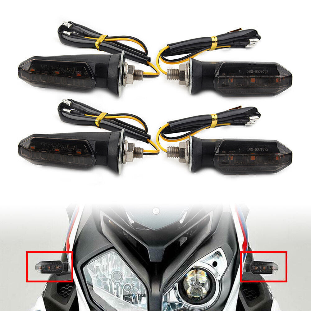 4X Universal Motorcycle LED Turn Signal Indicator Amber Blinker Light Lamp Smoke