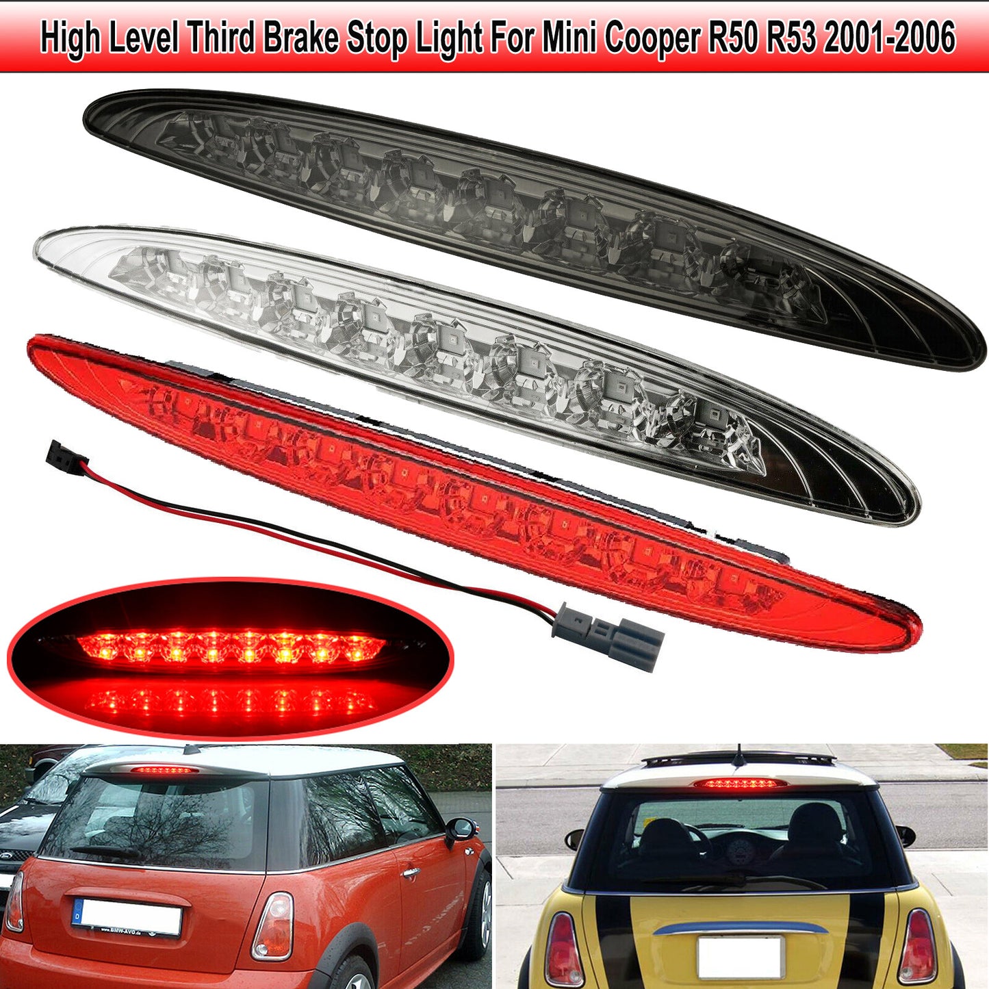 Suitable for 2002-06 for Mini Cooper R50 R53 LED rear third brake stop taillights (3 colors)