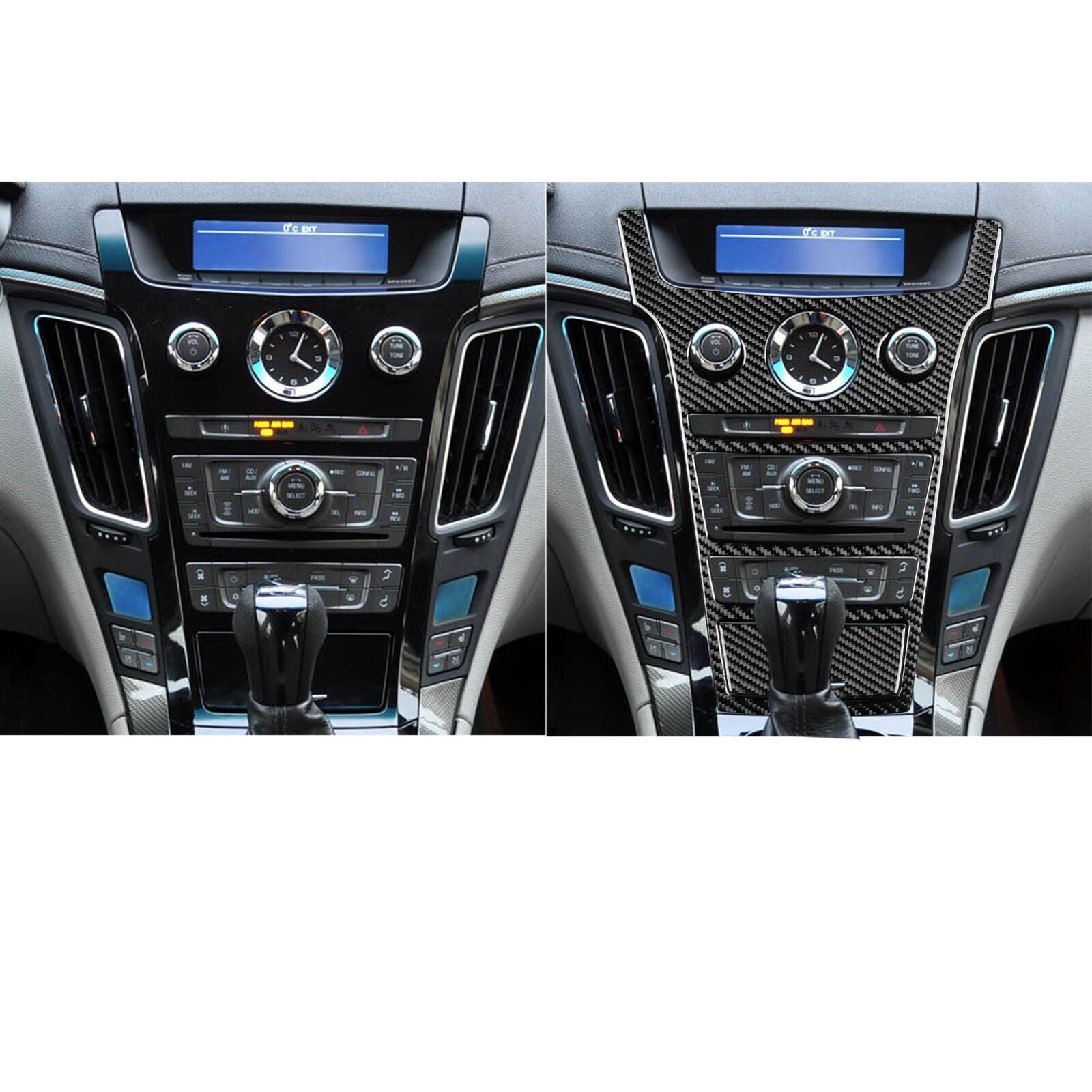 Console AC Switch Control Panel for Cadillac CTS 2008-13 Real Black Carbon Fiber