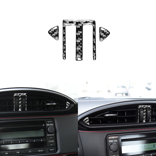 3Pcs Carbon Fiber Center Air Vent Outlet Trim for Subaru BRZ for Toyota 86 2017-2019