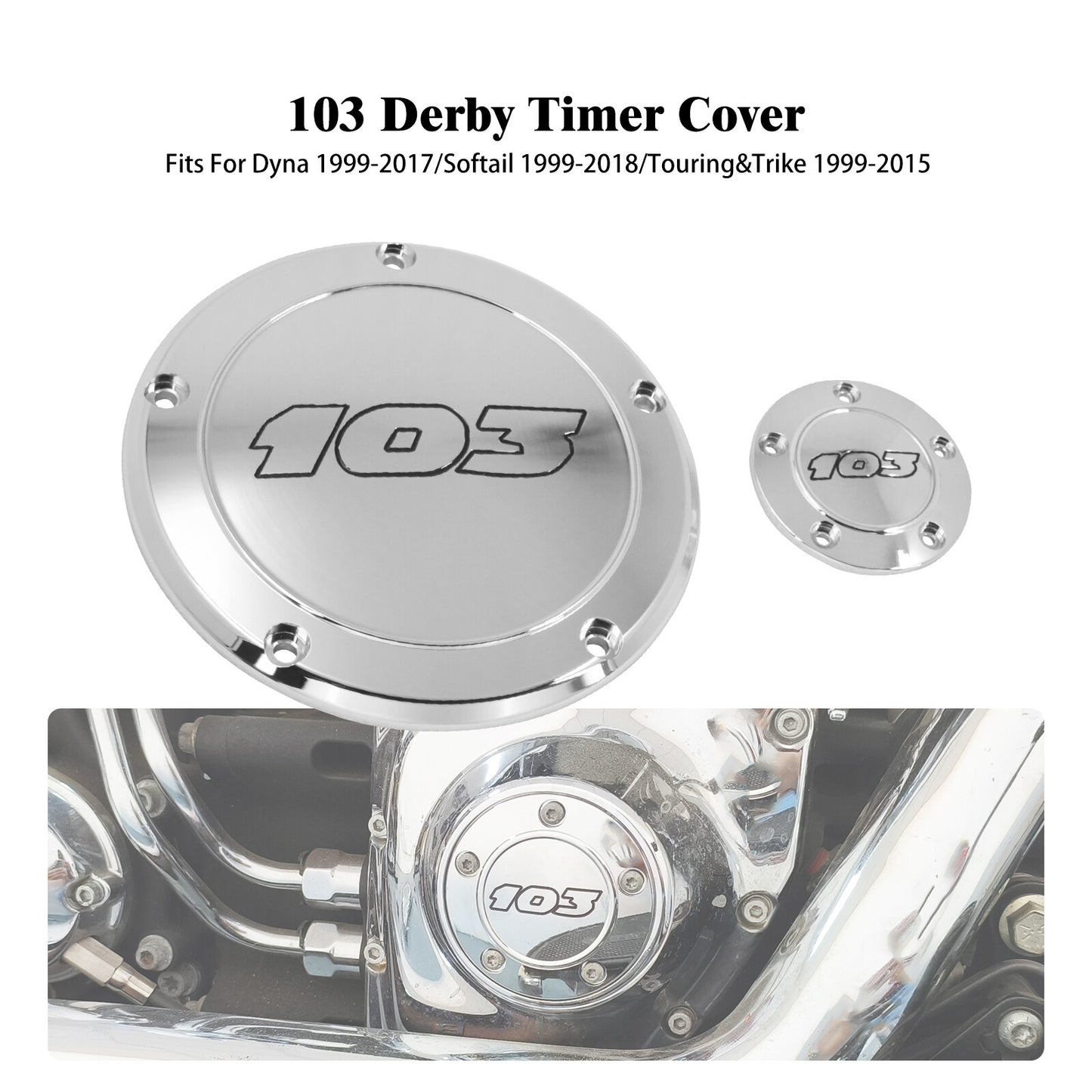 Chrome 103 Derby Timing Timer Cover for Harley Touring Road Electra Glide 99-15