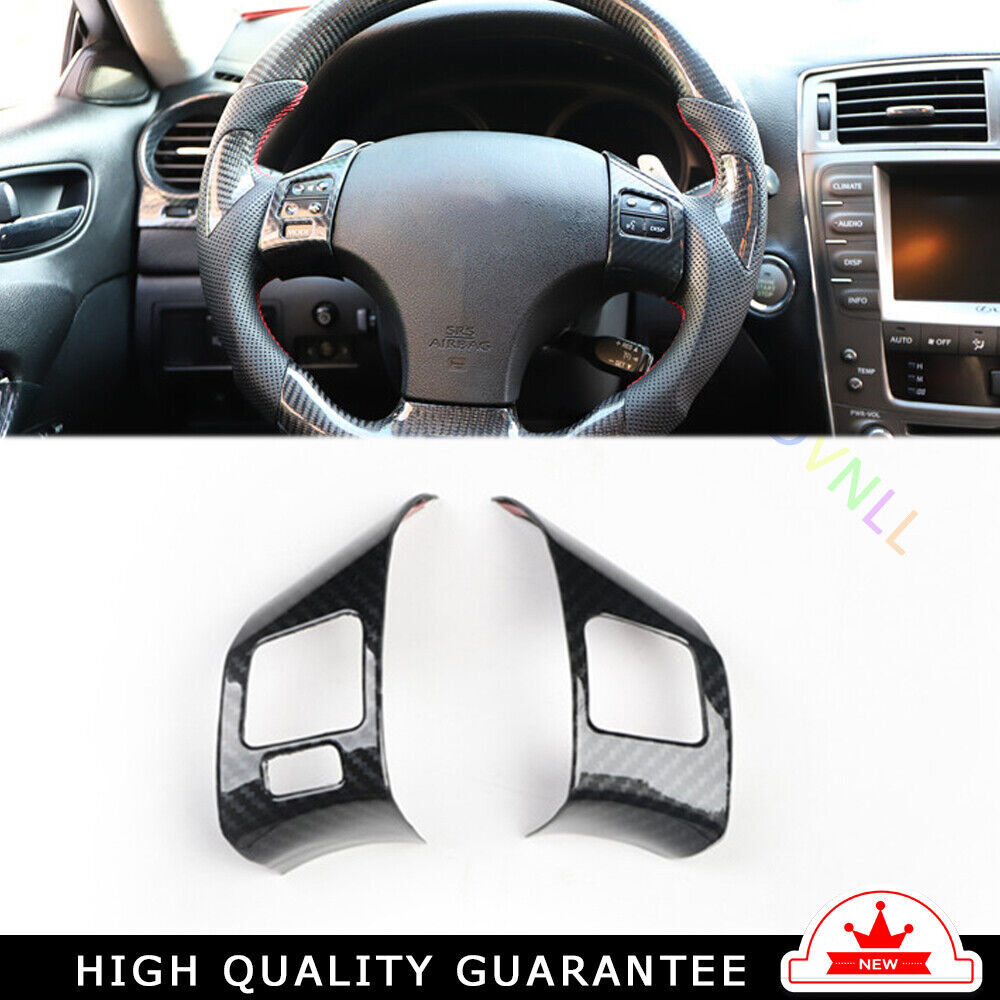 Steering Wheel Button Frame Trim Fit for Lexus IS 06-2011 Black Carbon Fiber 2X