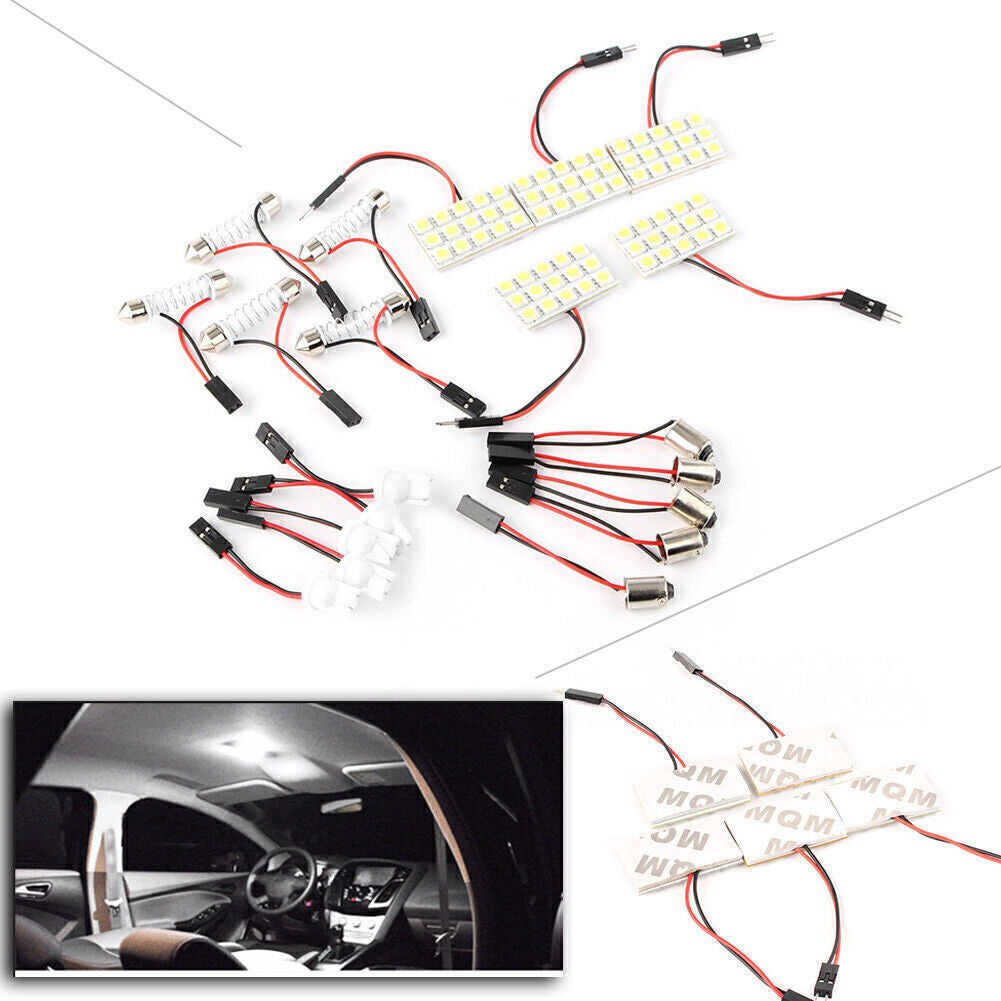 5050 15SMD Xenon Panel LED Interior Light Bulb T10 BA9S Adapters White 5PCs Car