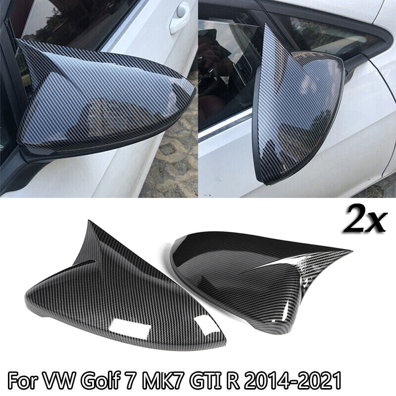 Carbon fiber additional mirror caps are suitable for Volkswagen for Golf MK7, MK7.5, GTI, and GTD models. (14-19-)