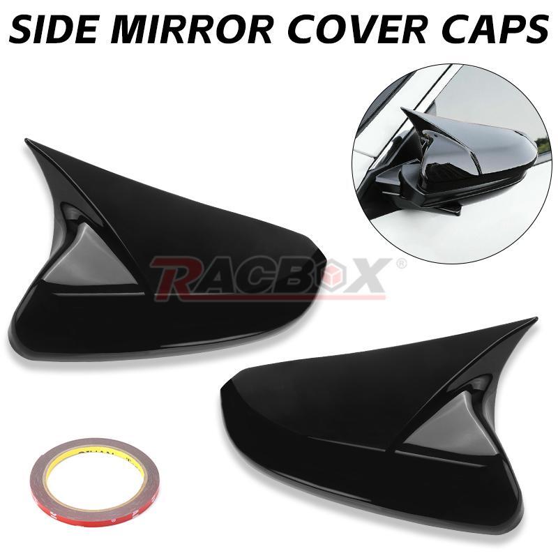 OX Horn Glossy Black Side View Mirror Cover Caps FOR 2016-2021 for HONDA for CIVIC SEDAN