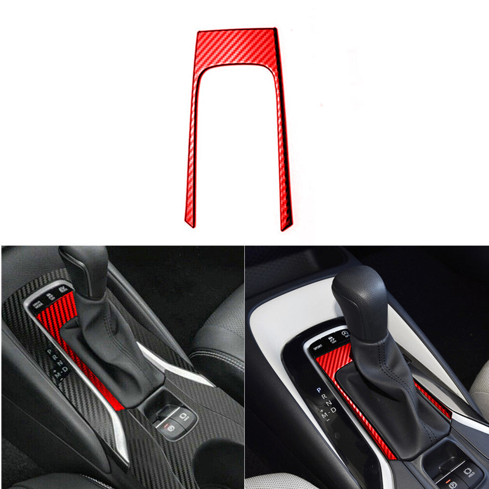 Red Carbon Fiber Gear Shifter Frame Cover Trim for Toyota for Corolla 2014-2018