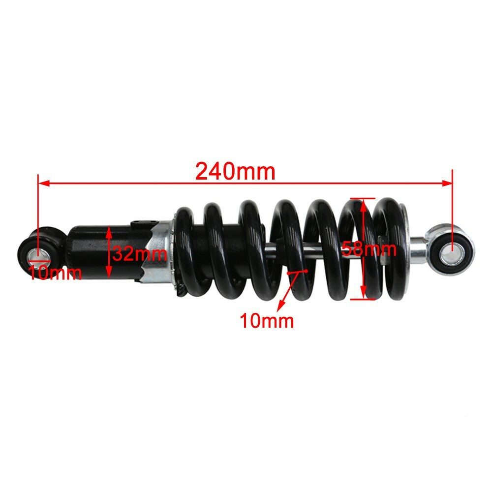 A pair of 240mm rear shock absorbers suitable for go-karts, four-wheel drive vehicles, all-terrain vehicles, dirt pit off-road bikes