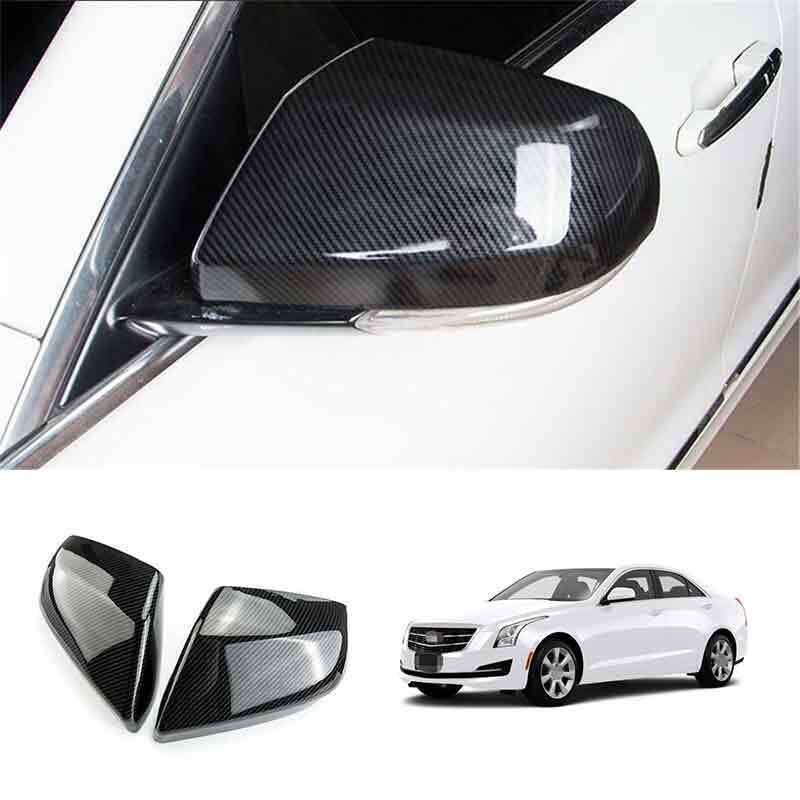 for Cadillac ATS 2013-19 Carbon Fiber Look Rear View Side Mirror Cover Trim 2X