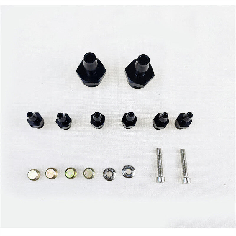 Black 6 Port Vacuum Block Intake Manifold Kit Fuel Gas Wastegate Turbo Boost
