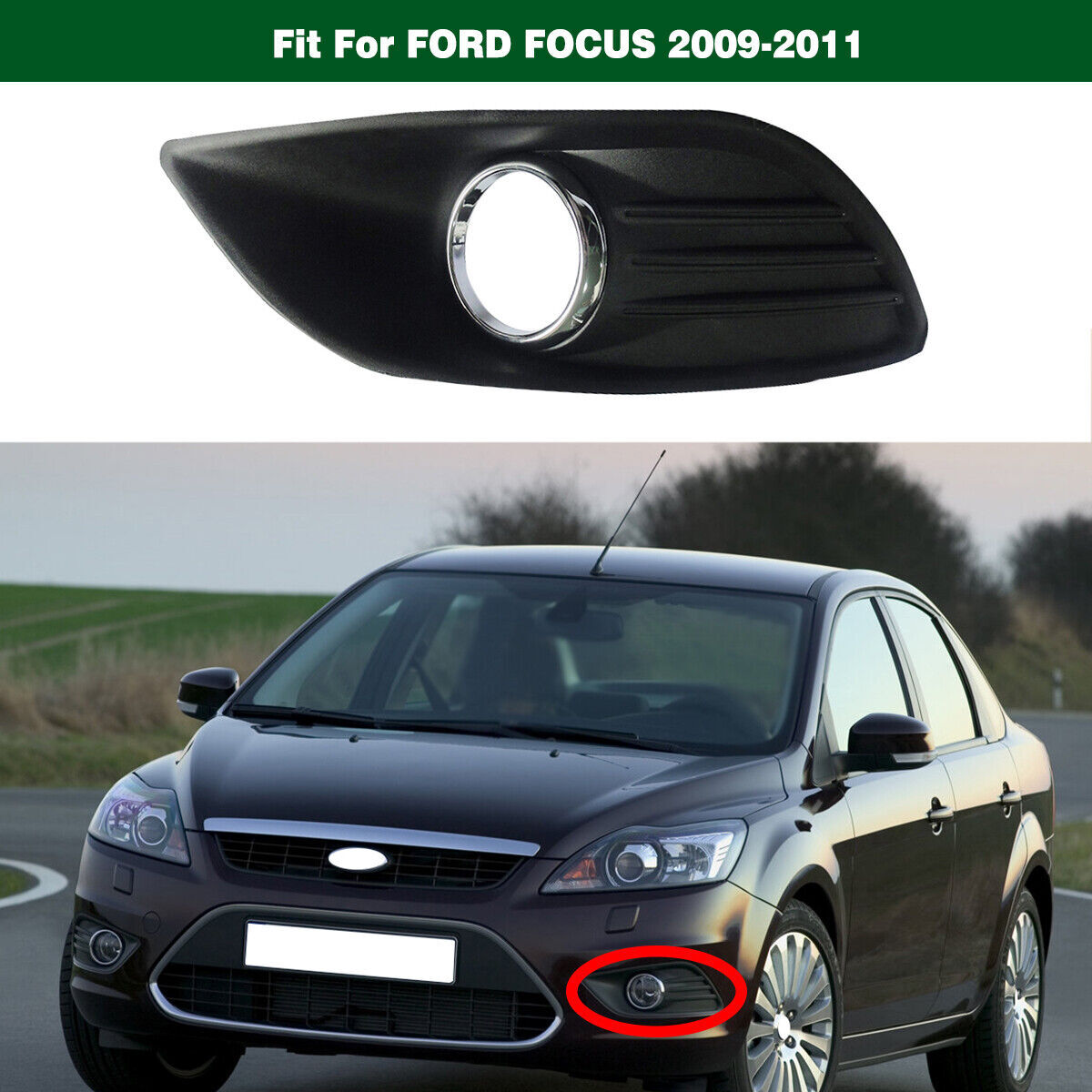 New Left LH Front Bumper Fog Light Cover trimBezel Fit for Ford Focus 2009-2011