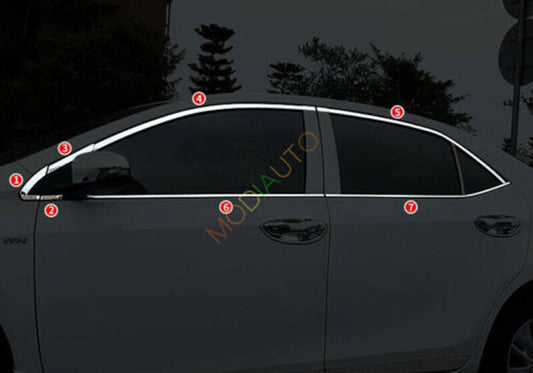 for Toyota for Corolla 2014-2018 Chrome Full Window Cover Sill Molding Trim S.Steel
