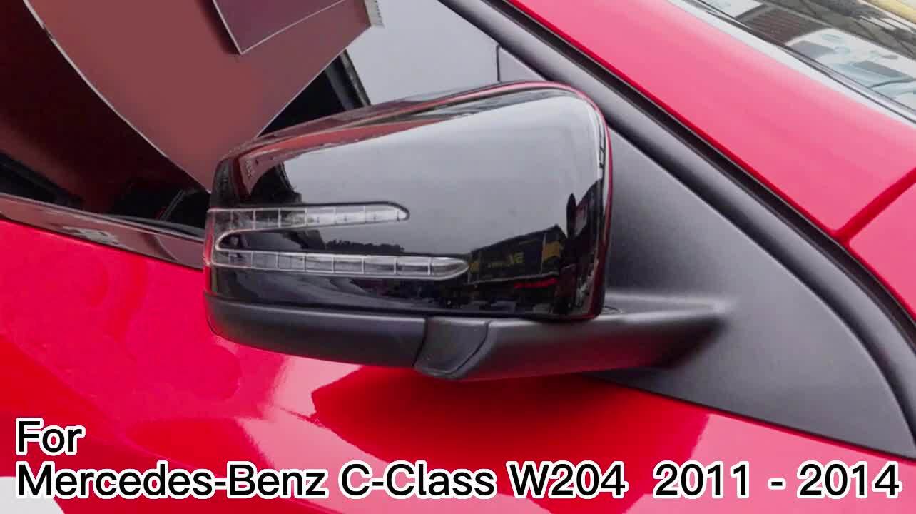 Gloss Black Side Mirror Cover Caps for Mercedes W204 C180 C200 C250 C300 10-14
