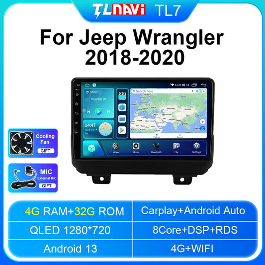 for Jeep for Wrangler 4 JL 2018-20 Car Radio Multimedia Video Stereo Player GPS Navi