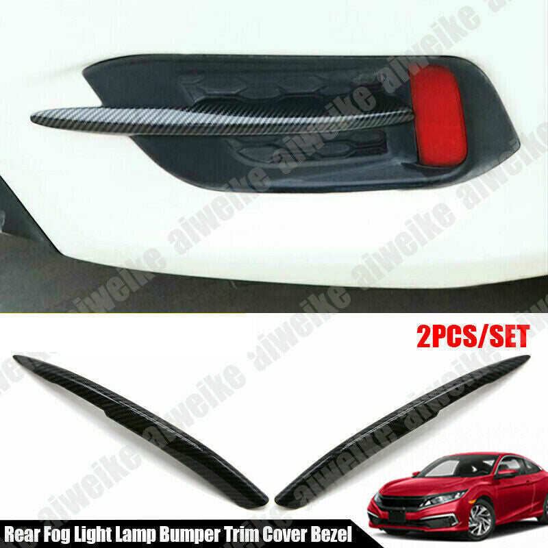 2PCS Carbon fiber Rear Fog light Cover Bezel Trim for Honda for Civic Sedan 2019-21