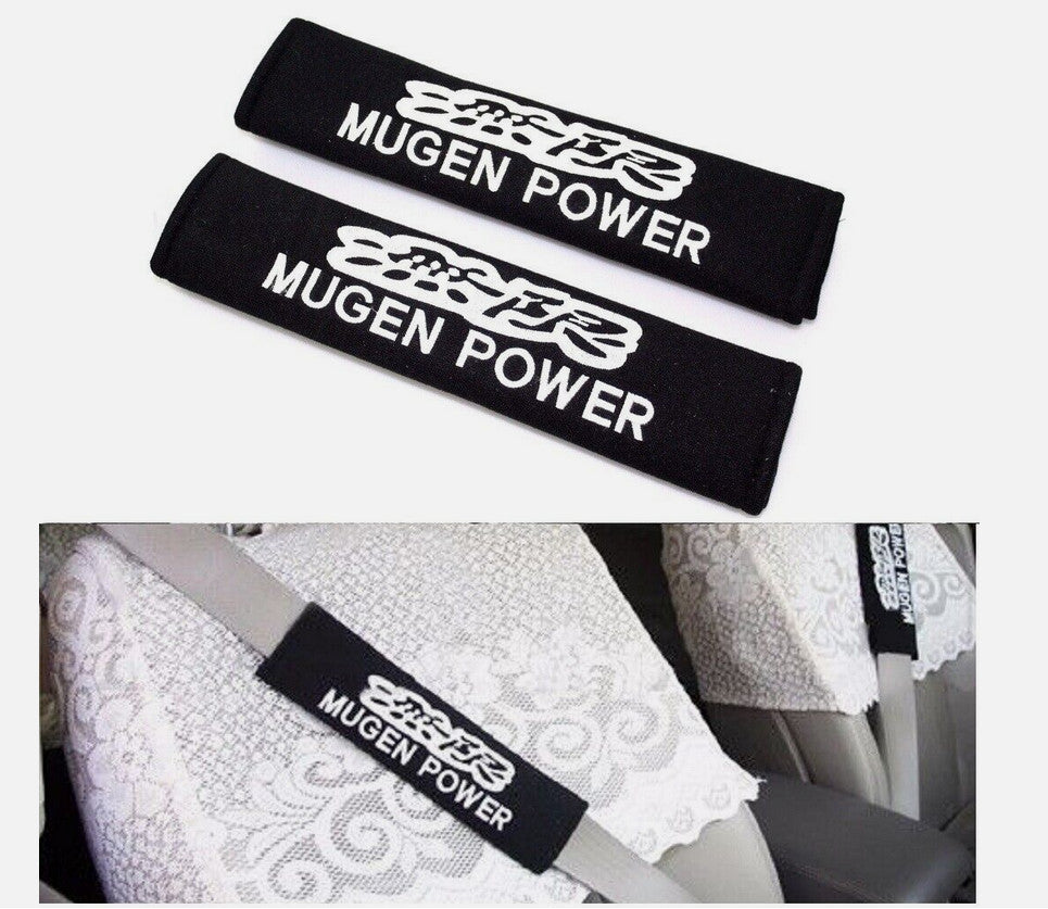 2-Piece Car Safety for Seat Belt Covers and Shoulder Belt Pads in Black (Mugen) for Honda for Acura