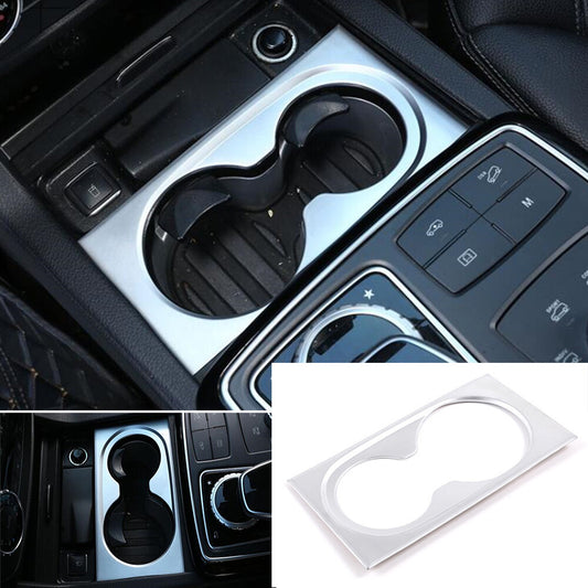 Silver ABS Central Control Cup Holder Panel Cover for Benz GL GLE GLS ML 2013-19