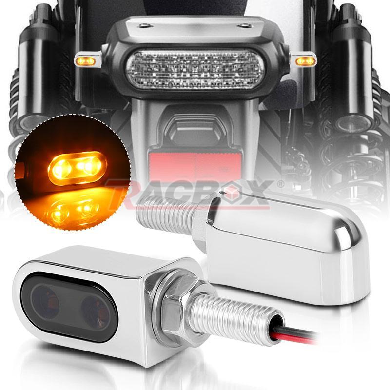 Chrome Amber Motorcycle LED Turn Signal Blinker for Mini Light For Bobber Cafe Racer