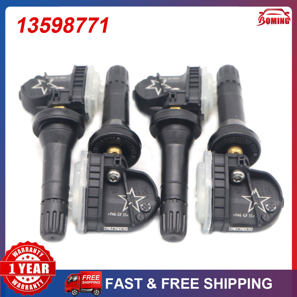 Four new tire pressure sensors, model 13598771, 315MHz, for Buick , for Chevrolet , and GM TPMS sensors.