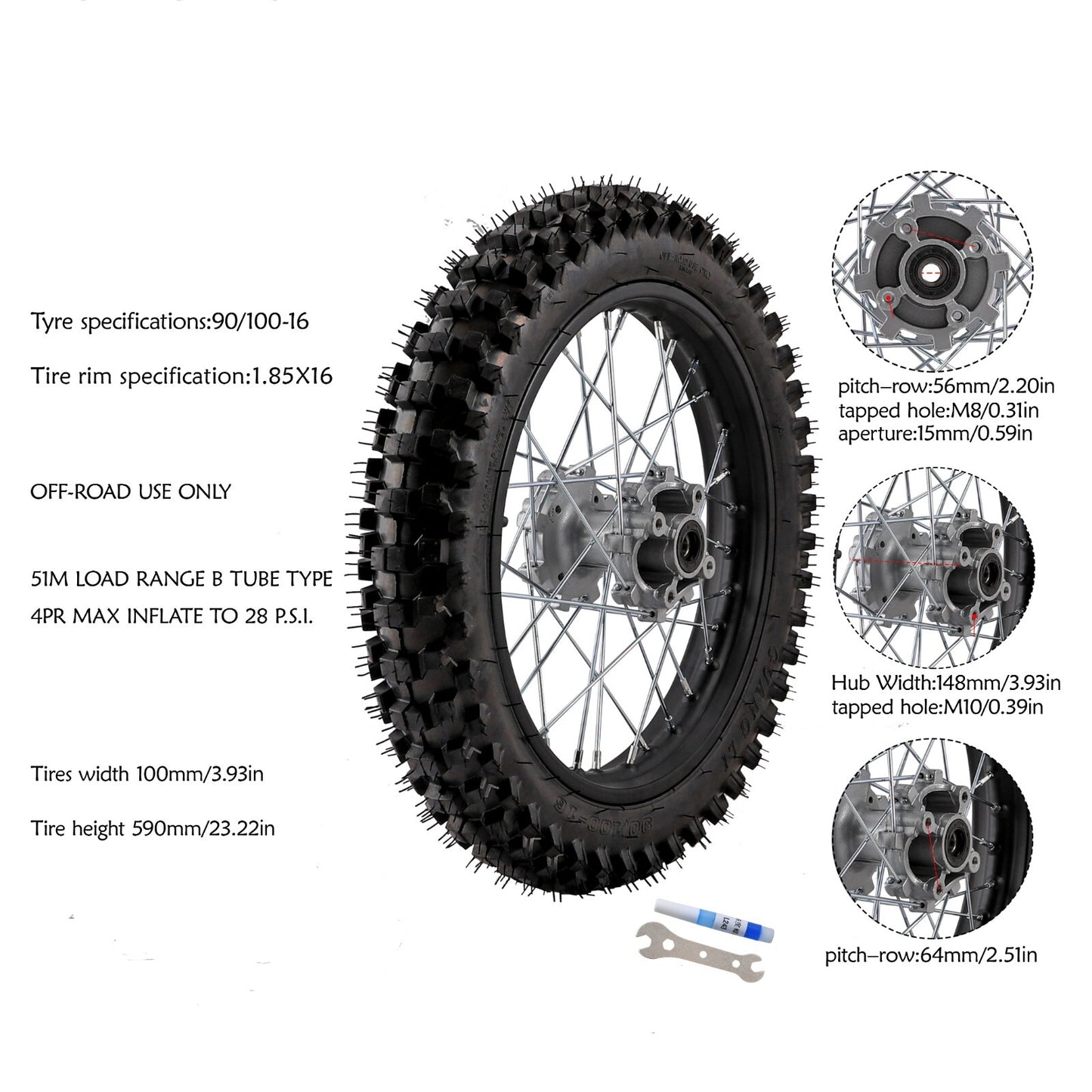 16-inch rear wheel swingarm kit, 90/100-16 tires, rims, dirt-stained bicycle, Taodao 125cc, 140, 200