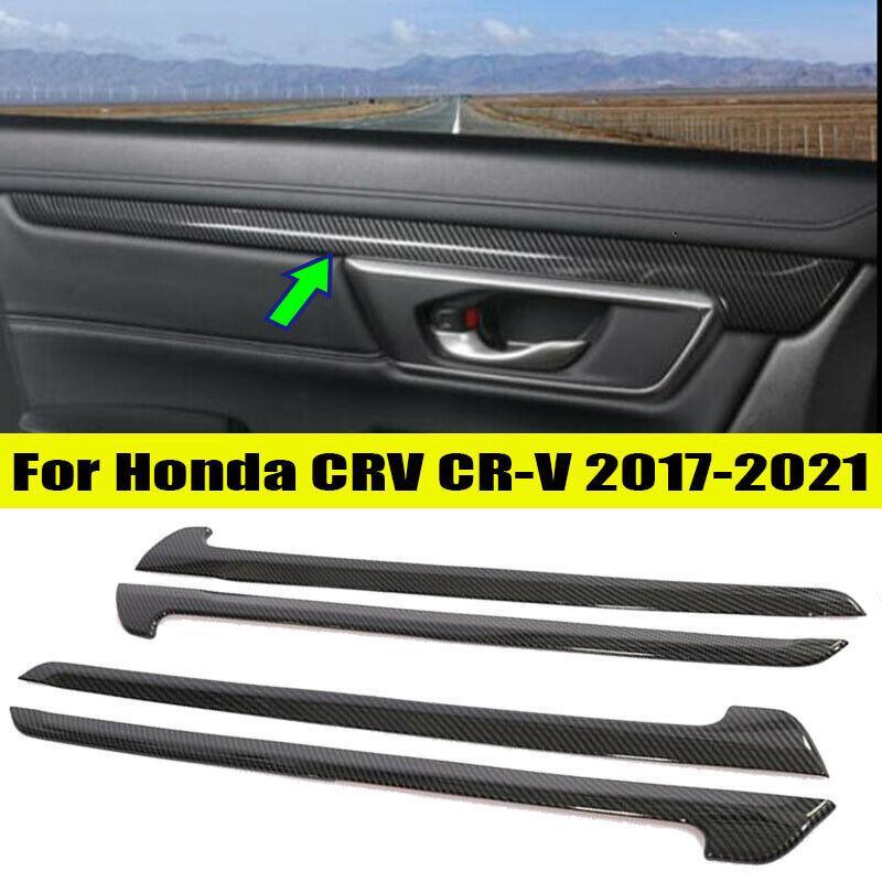 for Honda CR-V CRV 2017-2021 Carbon Fiber ABS Inner Door Panel Strip Trim 4PCS