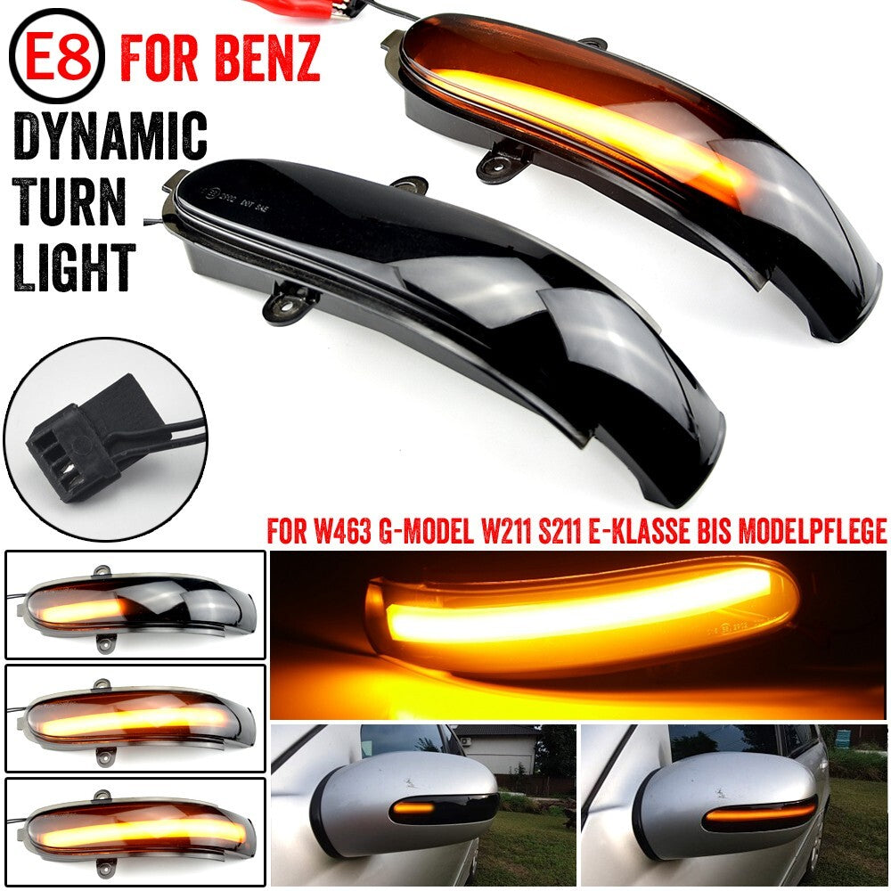 2pcs LED Dynamic Side Mirror Turn Signal Light Assembly for Benz E Class W211