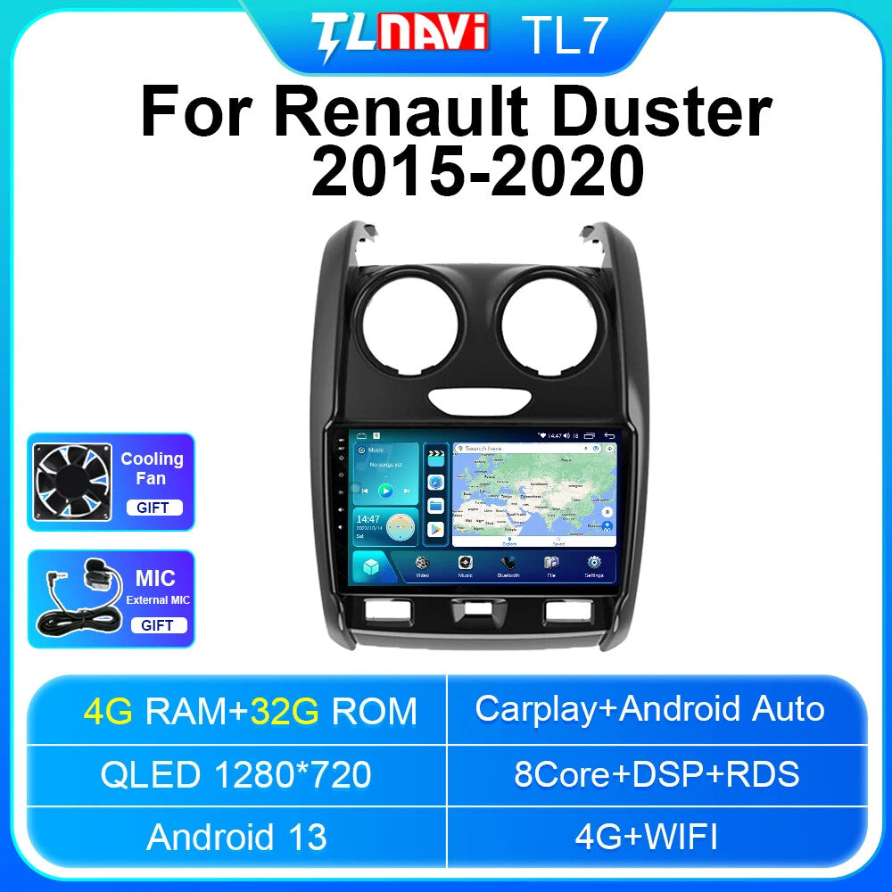 for Renault Duster 2015-2020 CarPlay Car Stereo Radio Video Player GPS Screen