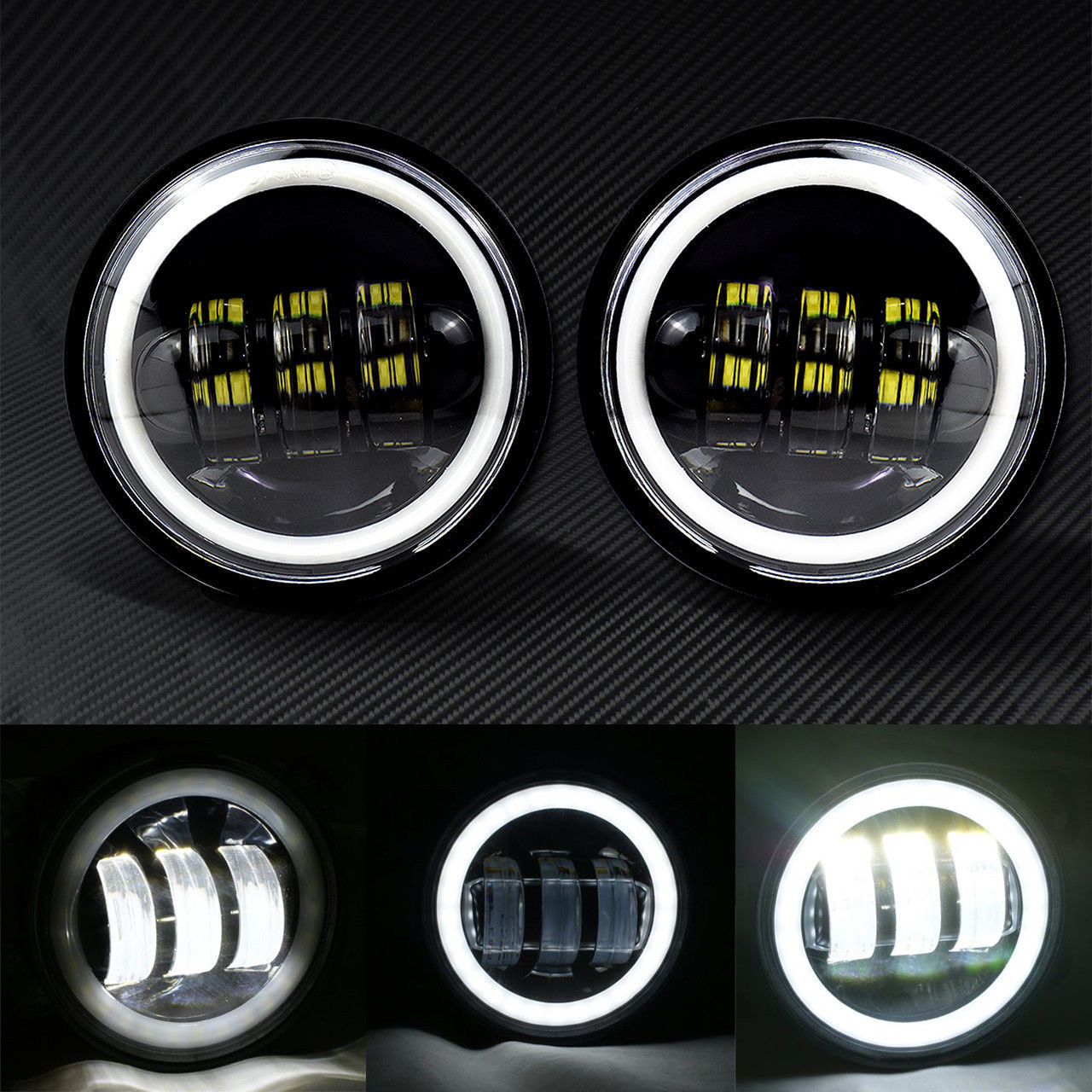 4.5 30W LED Fog Auxiliary Spot Light Halo Angle Eyes Fit for Jeep for Wrangler