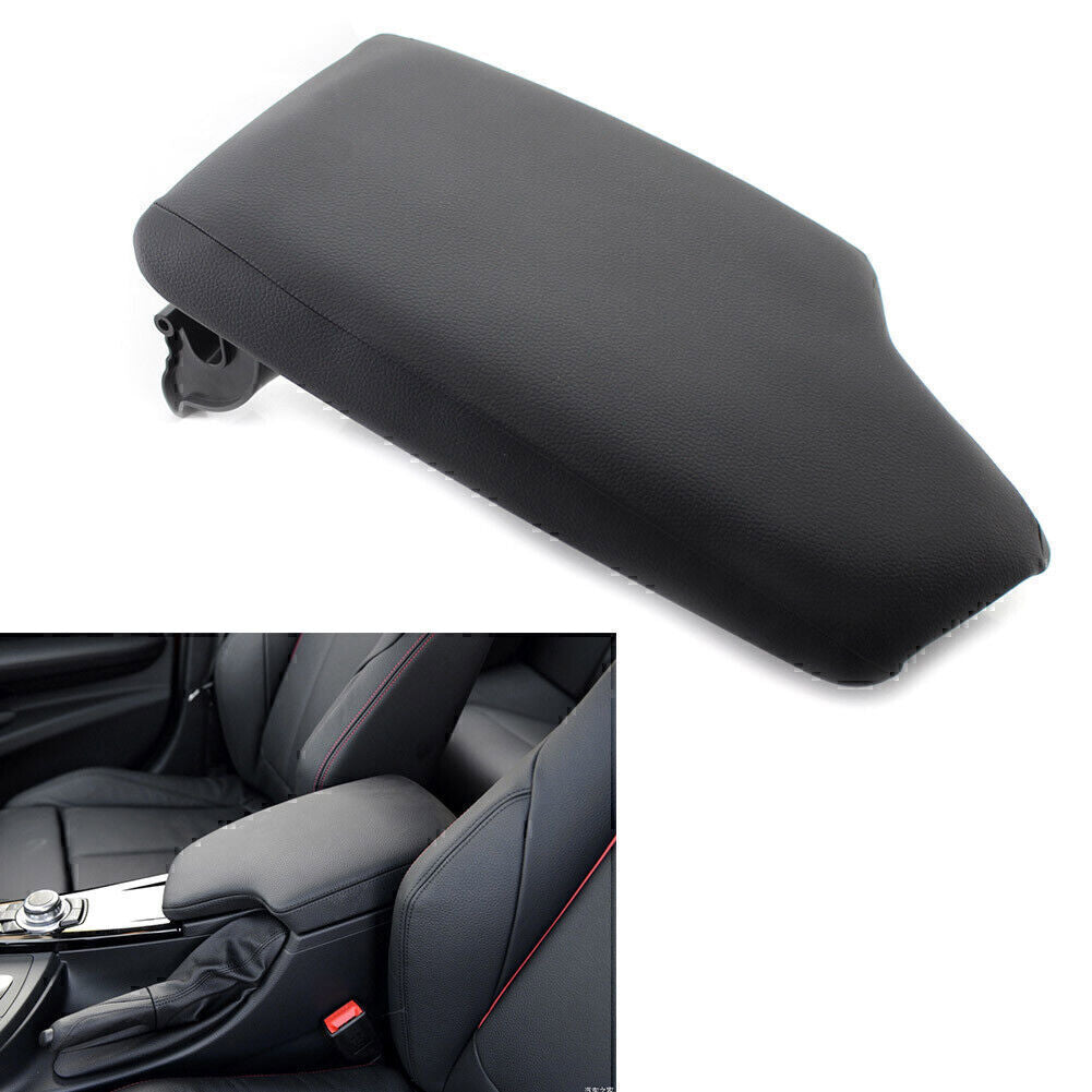 for BMW F30 2013-2019 18 Black Leather Car Center Console Armrest Cover W/ Plate