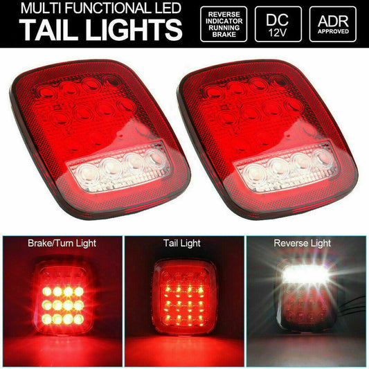 2X for Jeep for Wrangler JK TJ CJ YJ Square Stop Turn Tail backup 16LED Marker Light