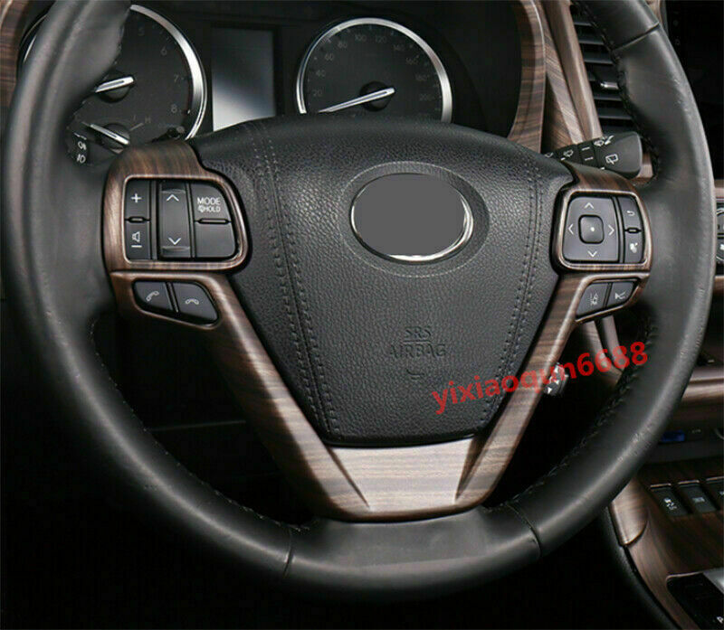 3P Wood Grain Steering Wheel Decor Cover Trim for Toyota Highlander 2014-2019