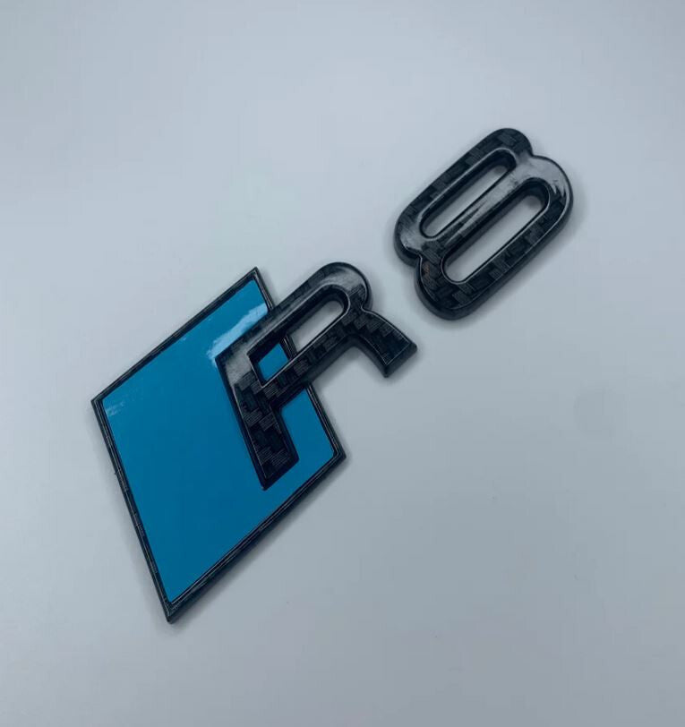 Suitable for Audi R8 rear badge boots, trunk badge stickers, logos, carbon fiber, blue