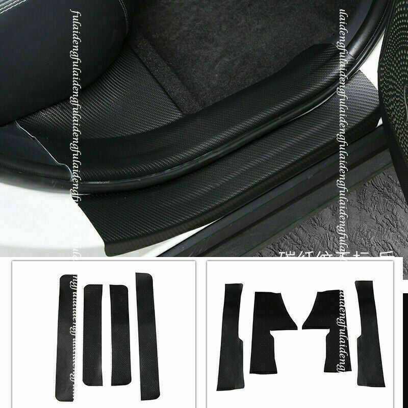 8X for Toyota RAV4 2019-2022 Leather Door Sill Scuff Plate Guard Protector Trim