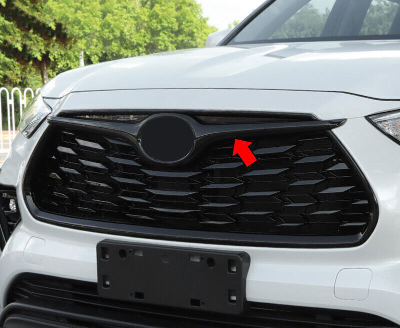 Glossy Black Front Center Grille Strip Cover New for Toyota Highlander 2020-2024