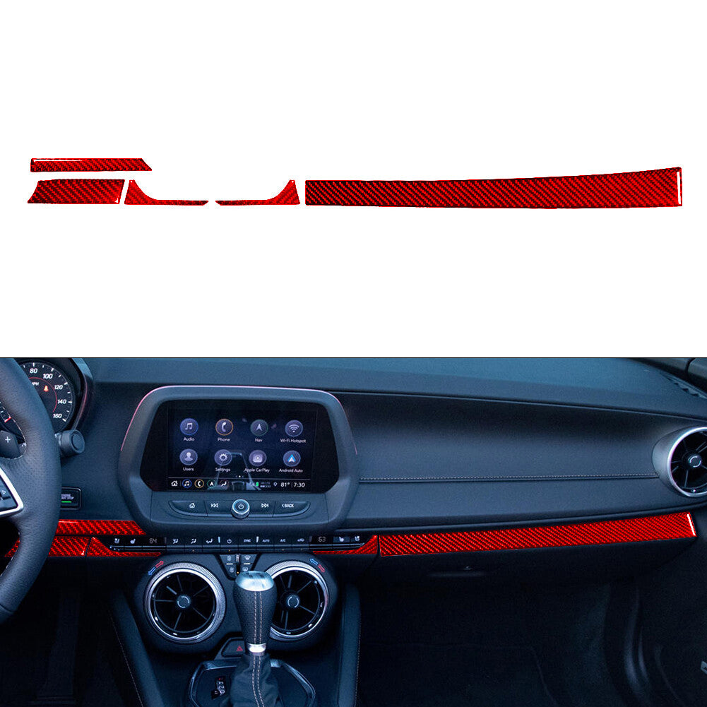 5X RED Nevigation Lower Panel Trim Strip Carbon Fiber for Chevy Camaro 2016-2018