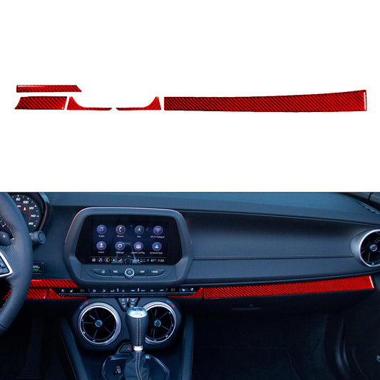 5X RED Nevigation Lower Panel Trim Strip Carbon Fiber for Chevy Camaro 2016-2018