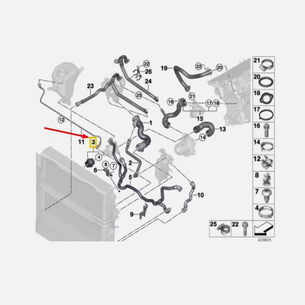 for BMW F02 528i 535i 535i GT 740i 740Li Radiator coolant lower hose 17127610704