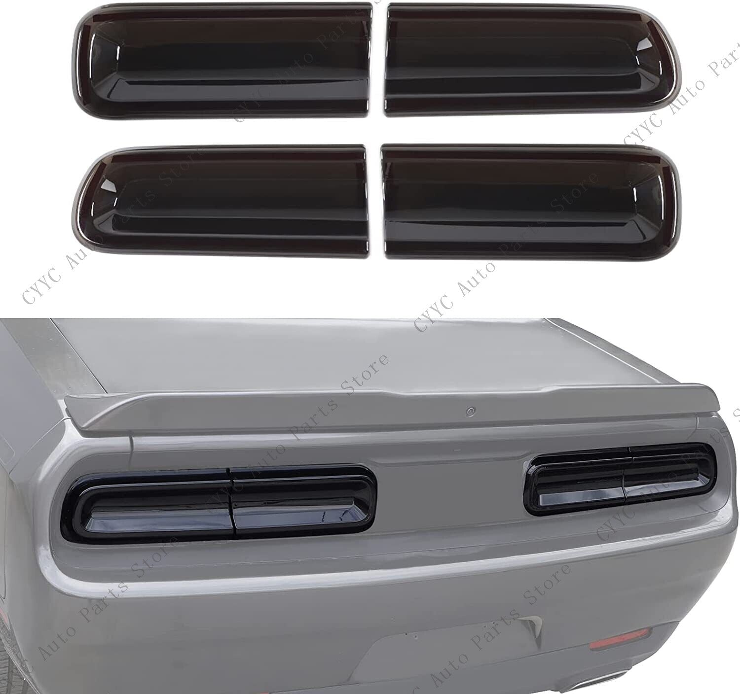 Smoked Tail Light Covers Rear Light Guards for Dodge for Challenger 2015-2022