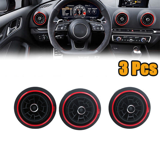 3pcs Dashboard Air Vent Conditioner Outlet Red for Audi S3 A3 RS3 2017 2018