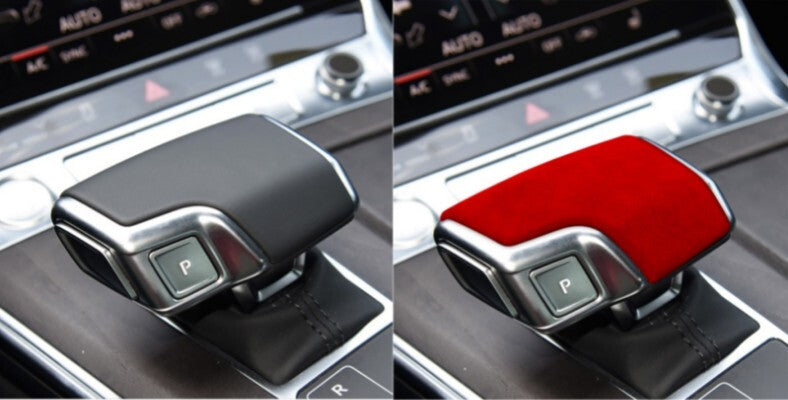 Red suede leather gear shift knob cover is suitable for Audi for A6 and A7. (2019-21)