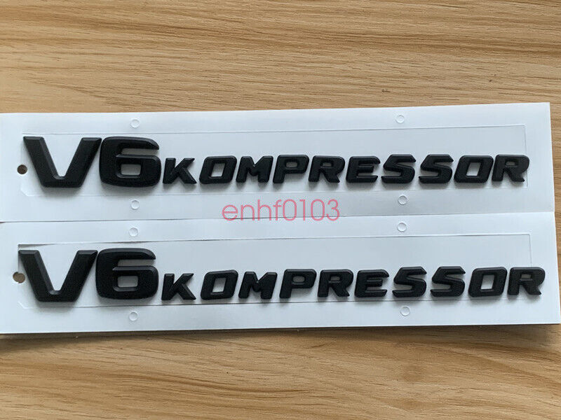 Matte Black V6 KOMPRESSOR Car Sticker Performance Badge Mudguard Side Grille for Mercedes-Benz