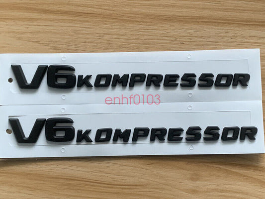 Matte Black V6 KOMPRESSOR Car Sticker Performance Badge Mudguard Side Grille for Mercedes-Benz