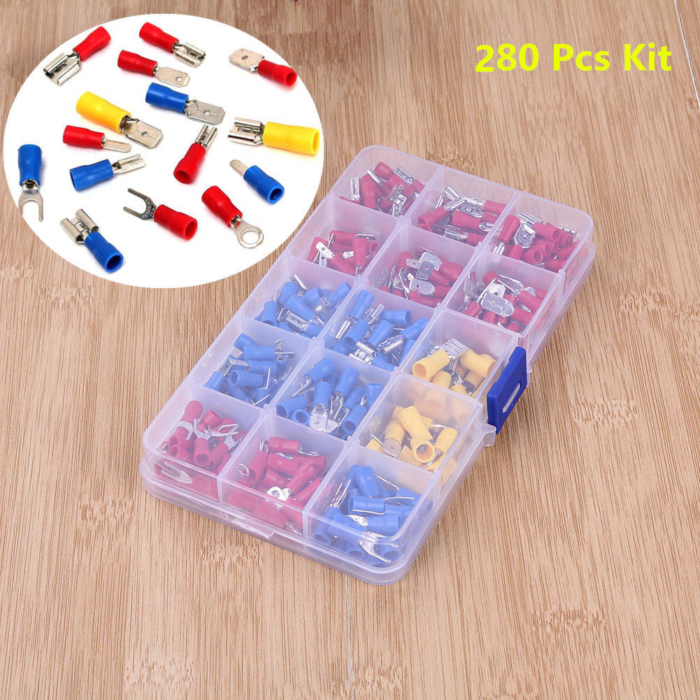 Electrical Wire Crimp Terminals Insulated Spade Butt Connectors Red Yellow Blue