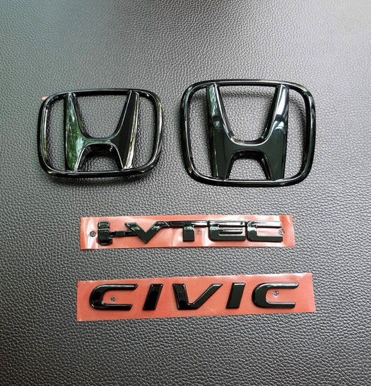 One set of for CIVIC FC FK black gloss logo embroidered badges for the rear of for Honda for CIVIC 2015-21
