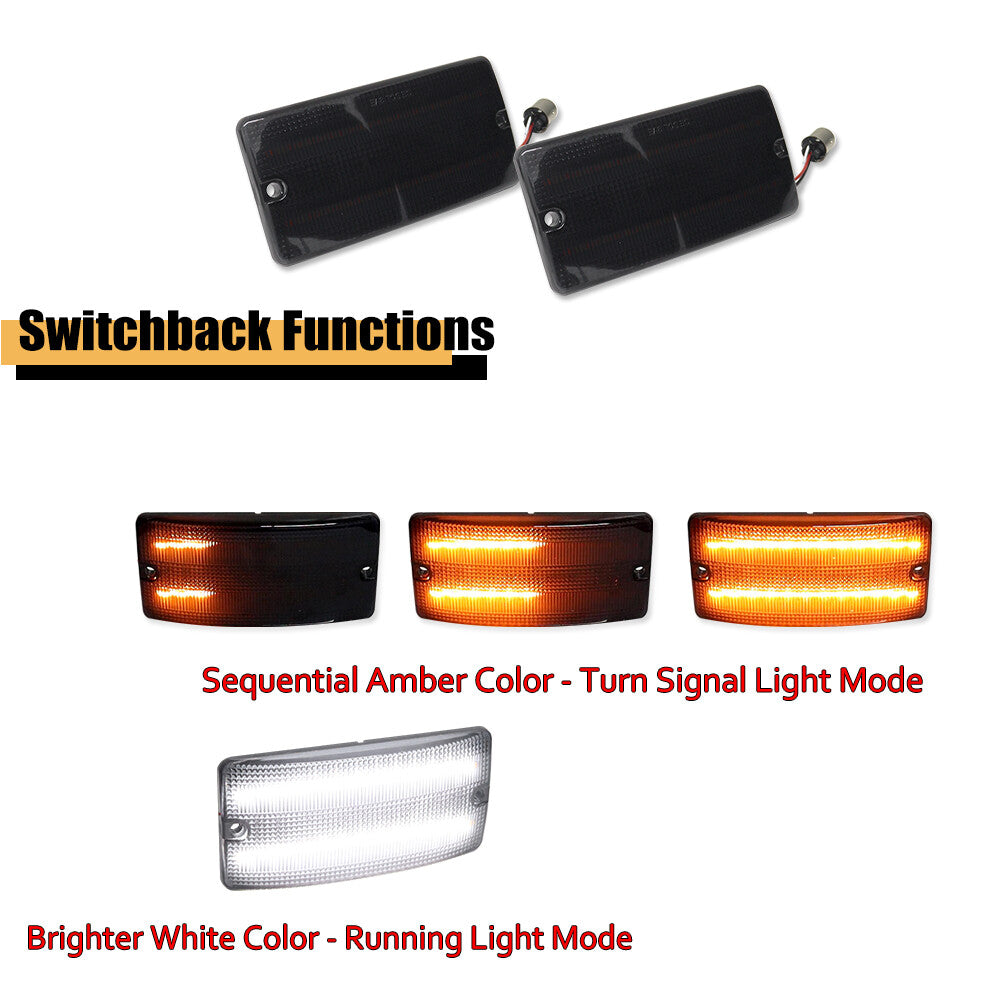 2-Piece Smoked Front Grille Turn Signal Light (DRL) Set for Ford for Mustang 1969-1977