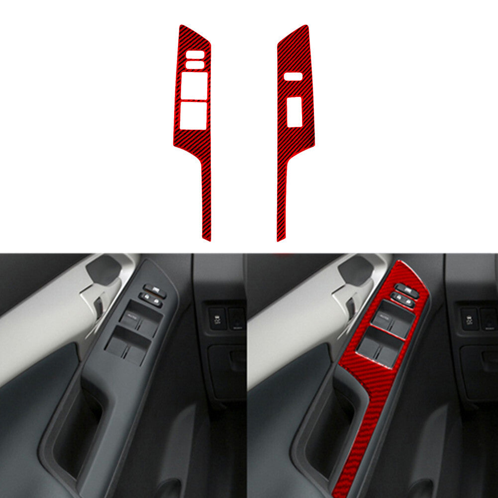 2X Red Carbon Fiber Front Door Lift Control Cover Trim for Toyota Matrix 2009-14