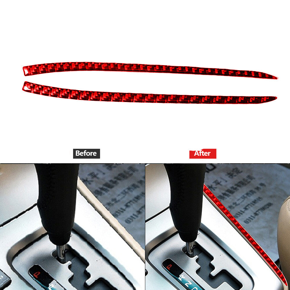 Red Carbon Fiber Gear Shift Side Strip Trim Cover for Subaru Forester 2005-2008